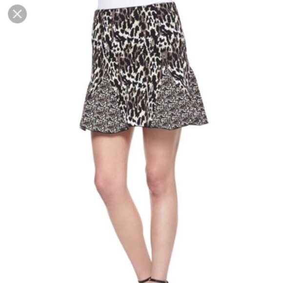 Parker Dresses & Skirts - Parker Kenna Mini Skater Knit Mix Media Animal Print Skirt Sz M